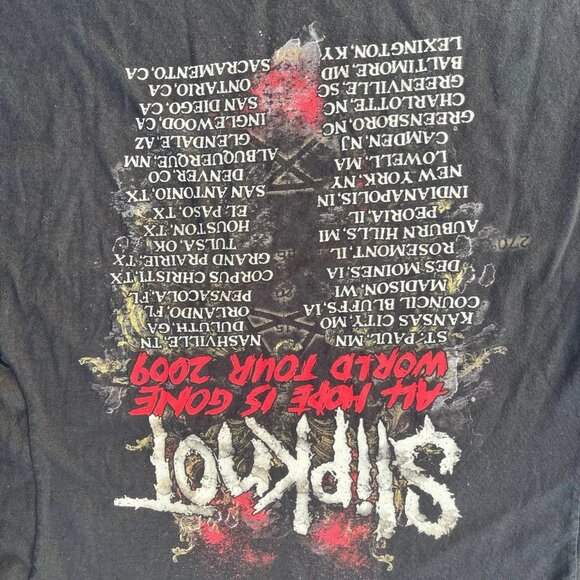 2009 Slipknot All Hope Is Gone World Tour Anvil Mens Black Graphic T Shirt Large - Picture 8 of 15